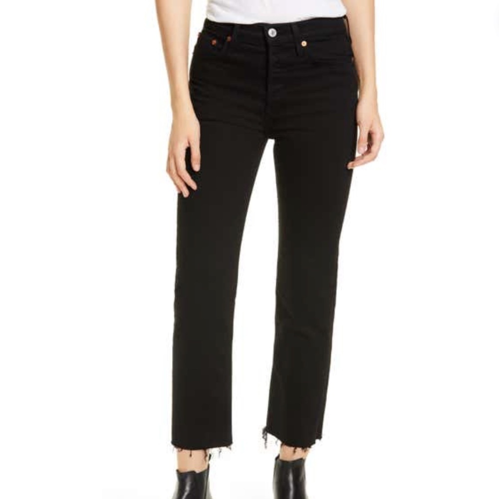 Re/Done Originals High Waist Stovepipe Jeans (Faded Black 85)